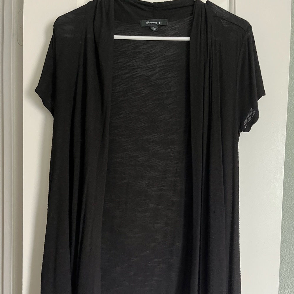Black short sleeve cardigan size small